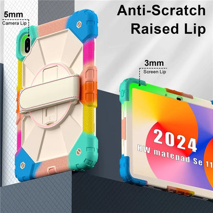 For Huawei MatePad SE 11 Case Kickstand Silicone+PC Tablet Cover with Shoulder Strap