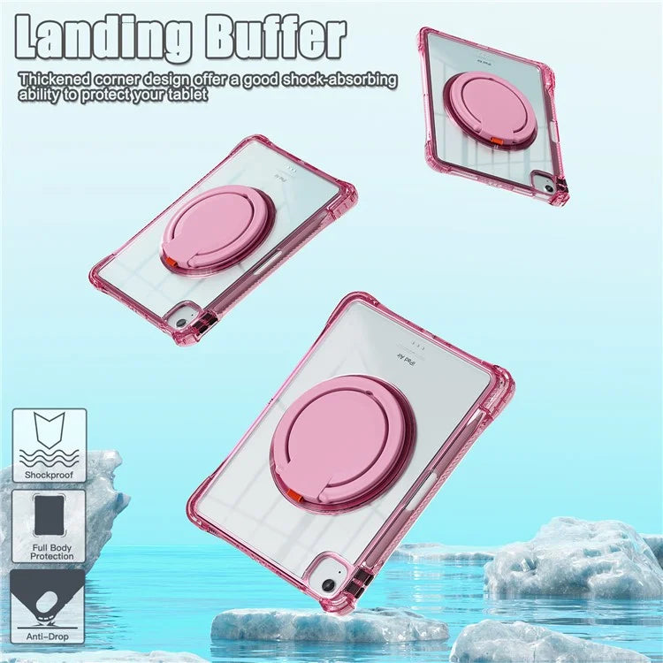 For iPad Air 11 (2024) / Air (2022) / (2020) / iPad Pro 11 (2022) / (2021) / (2020) / (2018) Case with Shoulder Strap Kickstand PC+TPU+Acrylic Cover