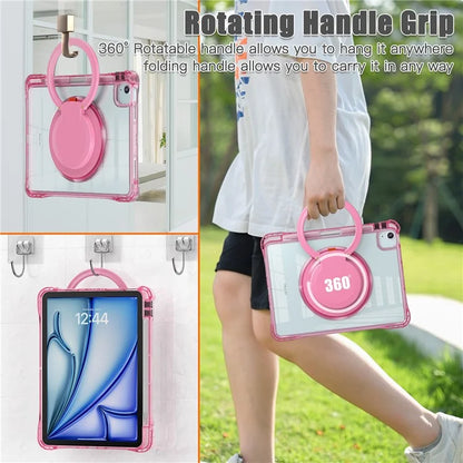 For iPad Air 11 (2024) / Air (2022) / (2020) / iPad Pro 11 (2022) / (2021) / (2020) / (2018) Case with Shoulder Strap Kickstand PC+TPU+Acrylic Cover