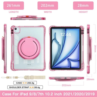 For iPad Air 11 (2024) / Air (2022) / (2020) / iPad Pro 11 (2022) / (2021) / (2020) / (2018) Case with Shoulder Strap Kickstand PC+TPU+Acrylic Cover