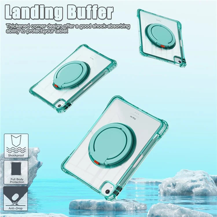 For iPad Air 11 (2024) / Air (2022) / (2020) / iPad Pro 11 (2022) / (2021) / (2020) / (2018) Case with Shoulder Strap Kickstand PC+TPU+Acrylic Cover