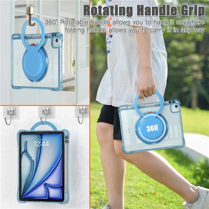 For iPad Air 11 (2024) / Air (2022) / (2020) / iPad Pro 11 (2022) / (2021) / (2020) / (2018) Case with Shoulder Strap Kickstand PC+TPU+Acrylic Cover