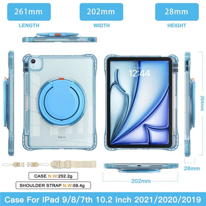 For iPad Air 11 (2024) / Air (2022) / (2020) / iPad Pro 11 (2022) / (2021) / (2020) / (2018) Case with Shoulder Strap Kickstand PC+TPU+Acrylic Cover