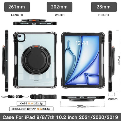 For iPad Air 11 (2024) / Air (2022) / (2020) / iPad Pro 11 (2022) / (2021) / (2020) / (2018) Case with Shoulder Strap Kickstand PC+TPU+Acrylic Cover