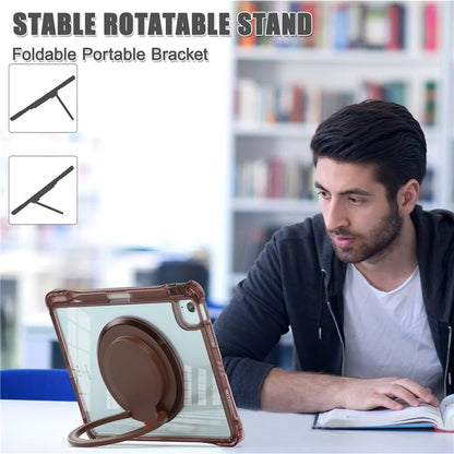For iPad Air 11 (2024) / Air (2022) / (2020) / iPad Pro 11 (2022) / (2021) / (2020) / (2018) Case with Shoulder Strap Kickstand PC+TPU+Acrylic Cover