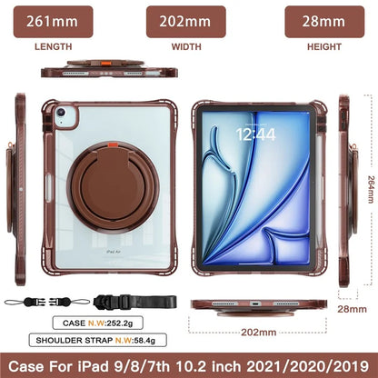 For iPad Air 11 (2024) / Air (2022) / (2020) / iPad Pro 11 (2022) / (2021) / (2020) / (2018) Case with Shoulder Strap Kickstand PC+TPU+Acrylic Cover