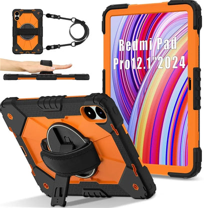 For Xiaomi Redmi Pad Pro 5G / Pad Pro / Poco Pad 4G Case Kickstand Silicone+PC Tablet Cover with Shoulder Strap