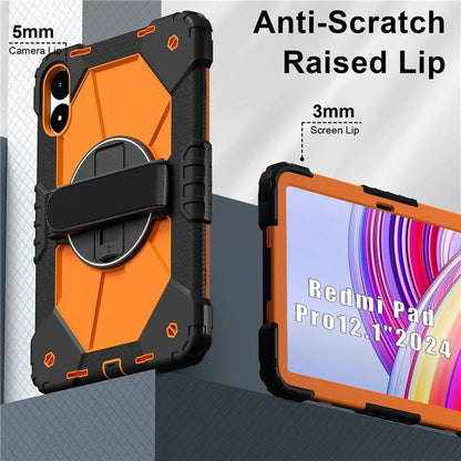For Xiaomi Redmi Pad Pro 5G / Pad Pro / Poco Pad 4G Case Kickstand Silicone+PC Tablet Cover with Shoulder Strap