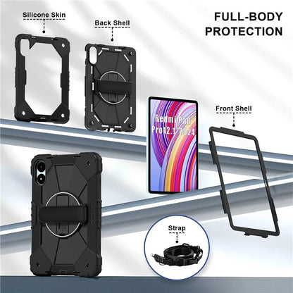 For Xiaomi Redmi Pad Pro 5G / Pad Pro / Poco Pad 4G Case Kickstand Silicone+PC Tablet Cover with Shoulder Strap