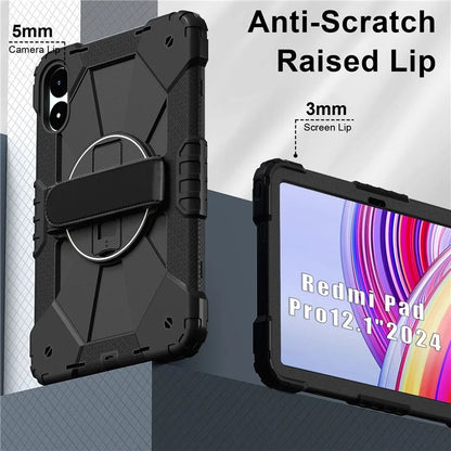 For Xiaomi Redmi Pad Pro 5G / Pad Pro / Poco Pad 4G Case Kickstand Silicone+PC Tablet Cover with Shoulder Strap