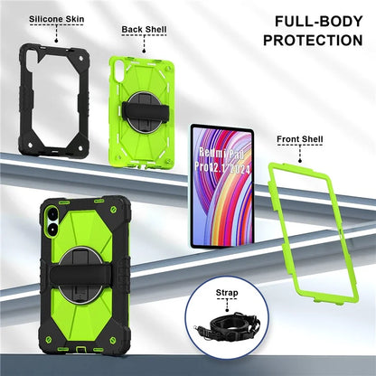 For Xiaomi Redmi Pad Pro 5G / Pad Pro / Poco Pad 4G Case Kickstand Silicone+PC Tablet Cover with Shoulder Strap