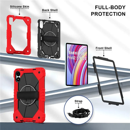 For Xiaomi Redmi Pad Pro 5G / Pad Pro / Poco Pad 4G Case Kickstand Silicone+PC Tablet Cover with Shoulder Strap