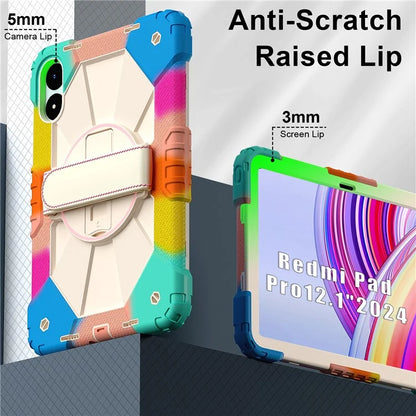 For Xiaomi Redmi Pad Pro 5G / Pad Pro / Poco Pad 4G Case Kickstand Silicone+PC Tablet Cover with Shoulder Strap