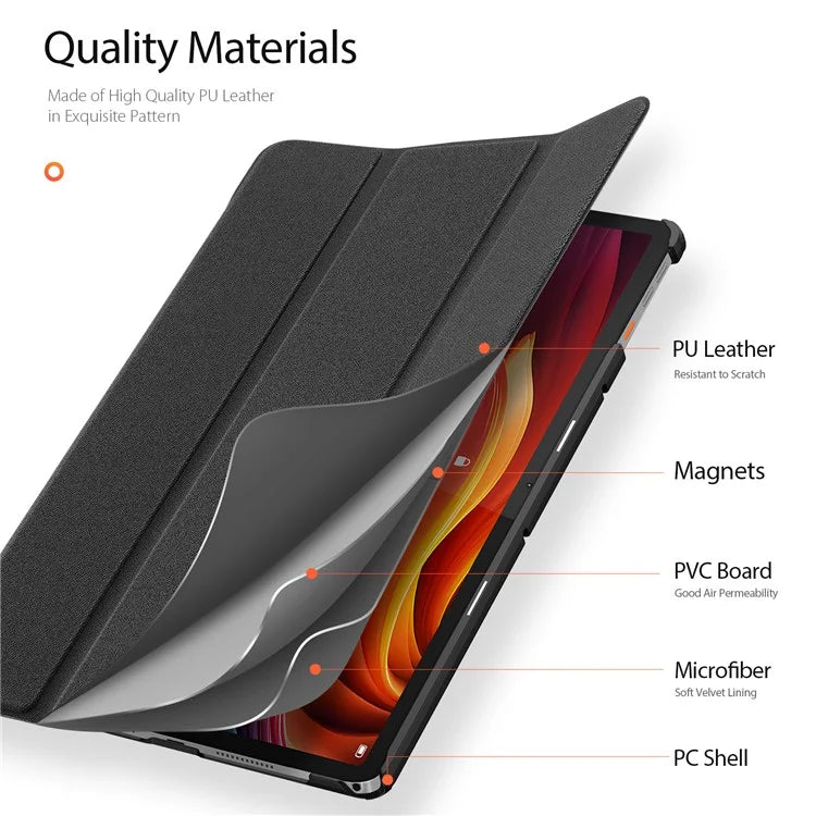 DUX DUCIS Domo Series for Lenovo Tab K11 Plus Case Tri-Fold Stand Leather Cover Auto Wake / Sleep