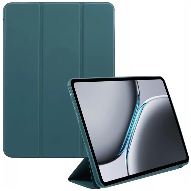 For OnePlus Pad 2 Case PU Leather+Silicone Tri-Fold Stand Tablet Cover