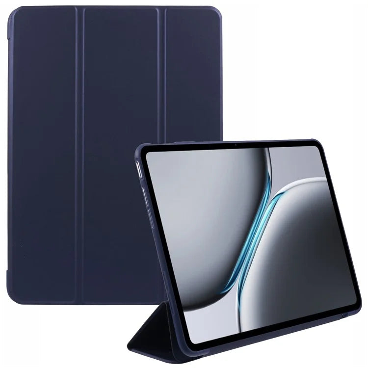 For OnePlus Pad 2 Case PU Leather+Silicone Tri-Fold Stand Tablet Cover