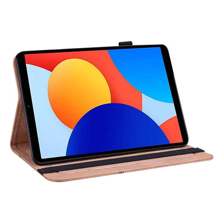 For Xiaomi Redmi Pad SE 4G 8.7 inch Case Line Imprinted PU Leather Card Holder Tablet Stand Cover