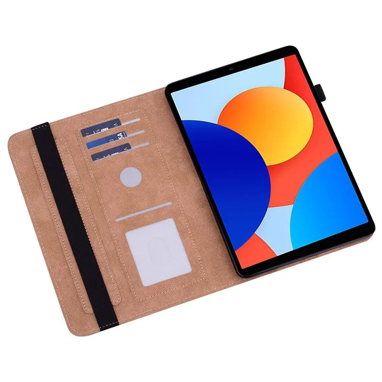 For Xiaomi Redmi Pad SE 4G 8.7 inch Case Line Imprinted PU Leather Card Holder Tablet Stand Cover