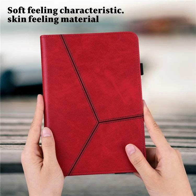 For Xiaomi Redmi Pad SE 4G 8.7 inch Case Line Imprinted PU Leather Card Holder Tablet Stand Cover