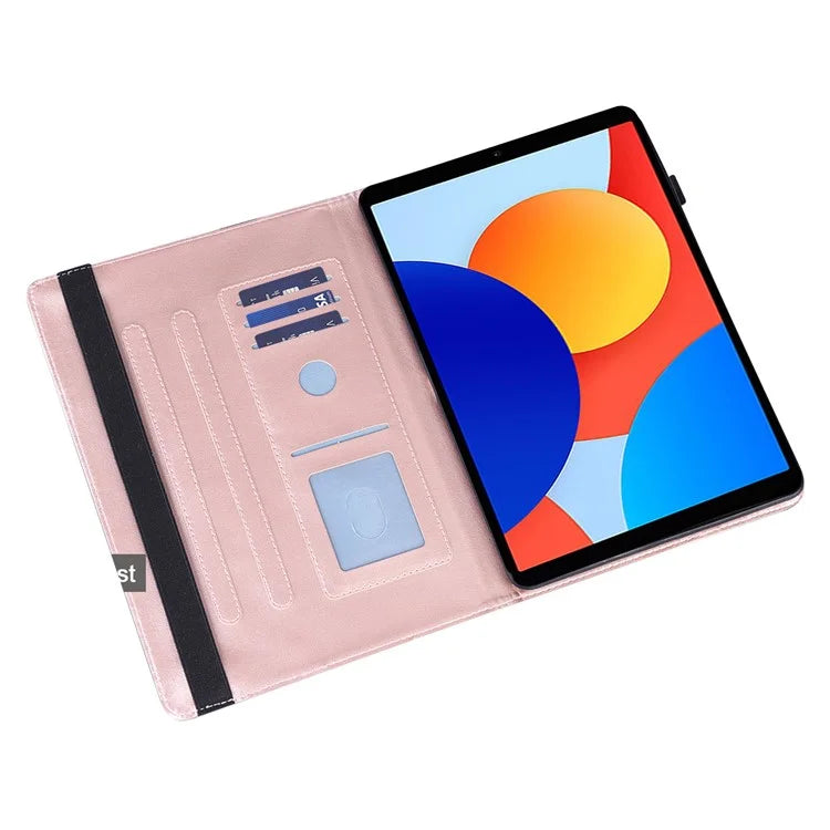 For Xiaomi Redmi Pad SE 4G 8.7 inch Case Peacock Flower Pattern Card Holder Leather Tablet Cover