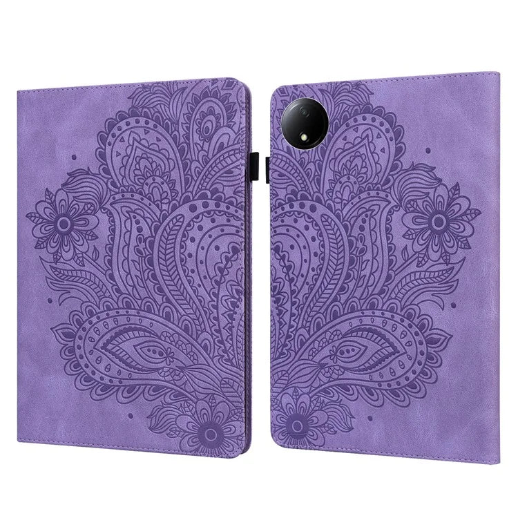 For Xiaomi Redmi Pad SE 4G 8.7 inch Case Peacock Flower Pattern Card Holder Leather Tablet Cover