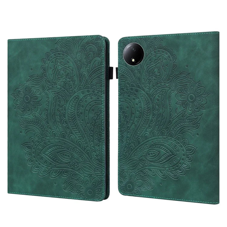 For Xiaomi Redmi Pad SE 4G 8.7 inch Case Peacock Flower Pattern Card Holder Leather Tablet Cover