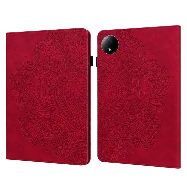 For Xiaomi Redmi Pad SE 4G 8.7 inch Case Peacock Flower Pattern Card Holder Leather Tablet Cover