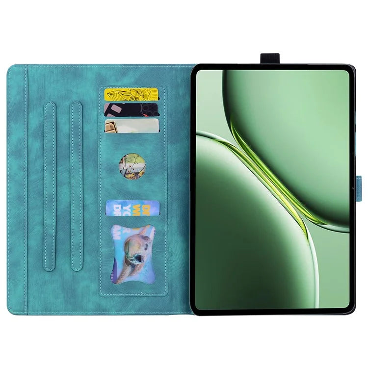 For OnePlus Pad Pro / Pad 2 Case Card Slots Leather Tablet Stand Folio Cover Flower Cat