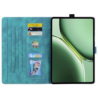 For OnePlus Pad Pro / Pad 2 Case Card Slots Leather Tablet Stand Folio Cover Flower Cat