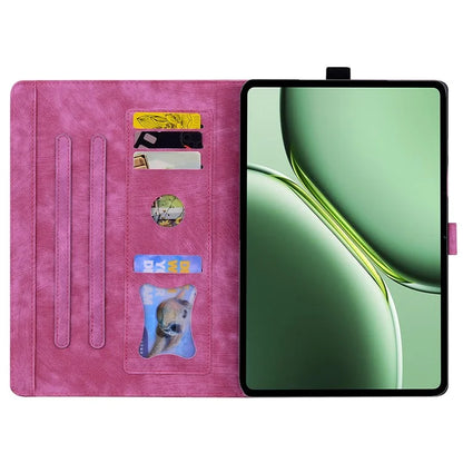 For OnePlus Pad Pro / Pad 2 Case Card Slots Leather Tablet Stand Folio Cover Flower Cat