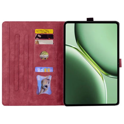 For OnePlus Pad Pro / Pad 2 Case Card Slots Leather Tablet Stand Folio Cover Flower Cat