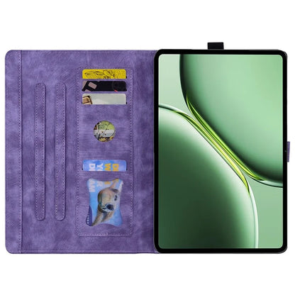 For OnePlus Pad Pro / Pad 2 Case Card Slots Leather Tablet Stand Folio Cover Flower Cat