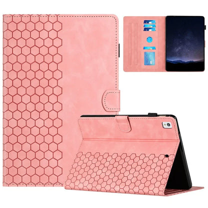 For iPad 10.2 (2021)  /  (2020)  /  (2019) Case Honeycomb Printed Leather Tablet Cover with Card Slot