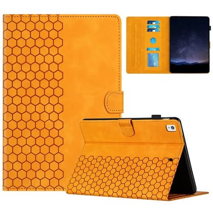 For iPad 10.2 (2021)  /  (2020)  /  (2019) Case Honeycomb Printed Leather Tablet Cover with Card Slot