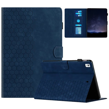For iPad 10.2 (2021)  /  (2020)  /  (2019) Case Honeycomb Printed Leather Tablet Cover with Card Slot