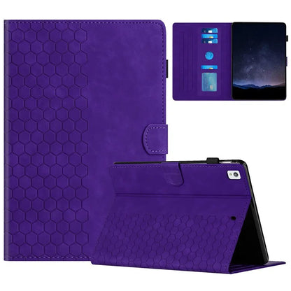 For iPad 10.2 (2021)  /  (2020)  /  (2019) Case Honeycomb Printed Leather Tablet Cover with Card Slot