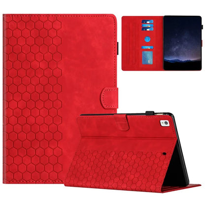 For iPad 10.2 (2021)  /  (2020)  /  (2019) Case Honeycomb Printed Leather Tablet Cover with Card Slot
