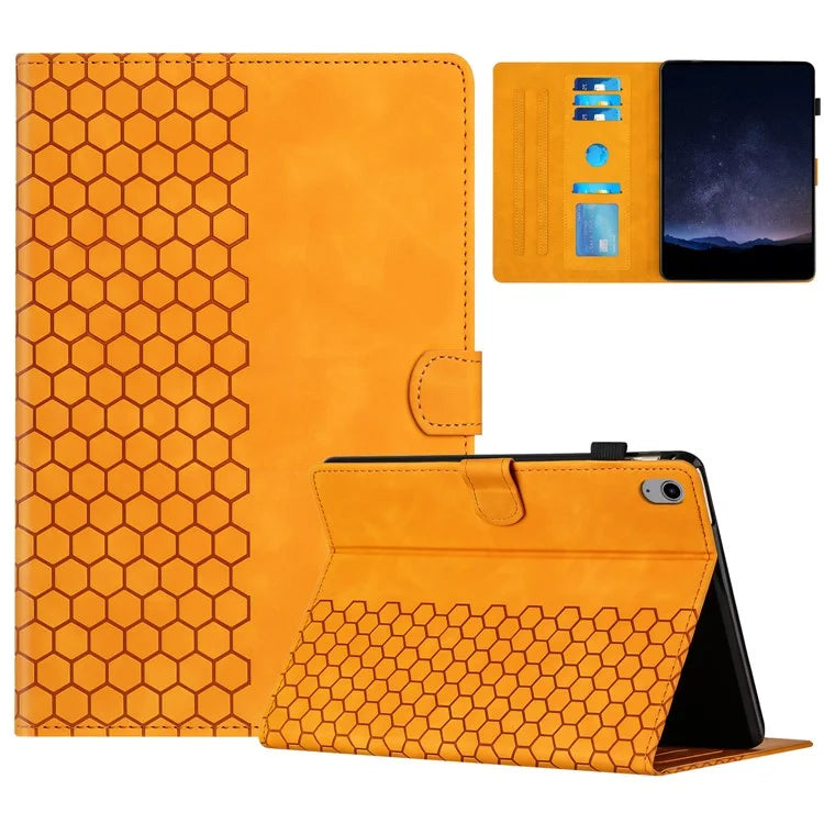 For iPad 10.9 (2022) Case Honeycomb Printed Leather Tablet Cover with Card Slot