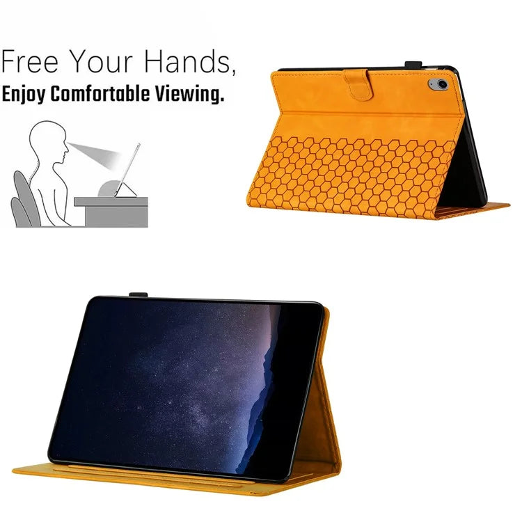 For iPad 10.9 (2022) Case Honeycomb Printed Leather Tablet Cover with Card Slot