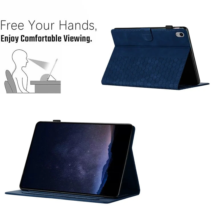 For iPad 10.9 (2022) Case Honeycomb Printed Leather Tablet Cover with Card Slot