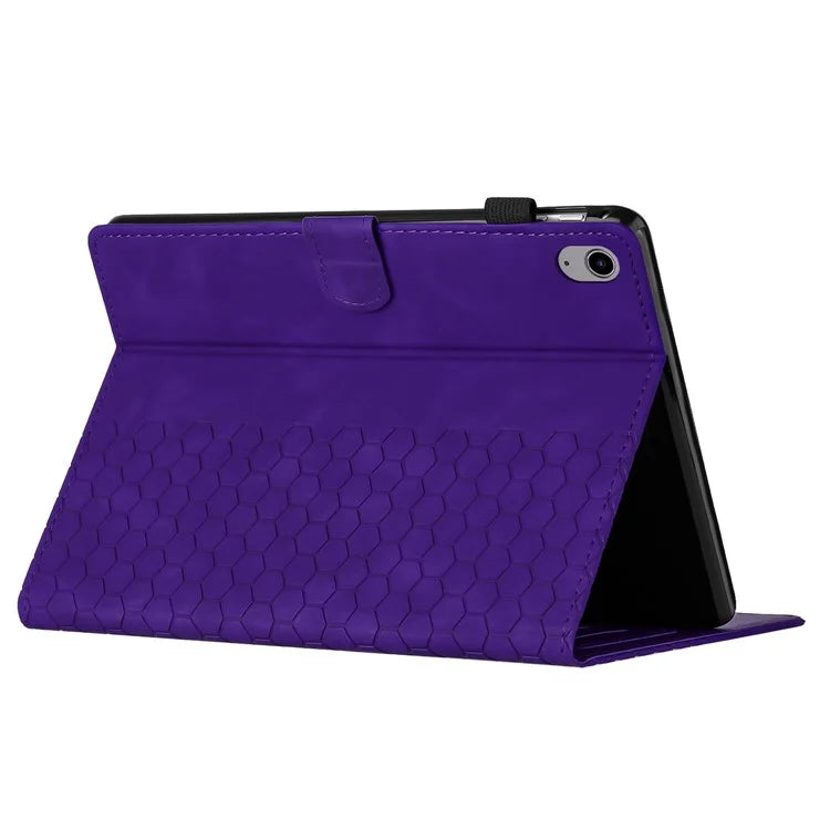 For iPad 10.9 (2022) Case Honeycomb Printed Leather Tablet Cover with Card Slot