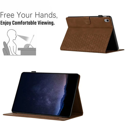 For iPad 10.9 (2022) Case Honeycomb Printed Leather Tablet Cover with Card Slot