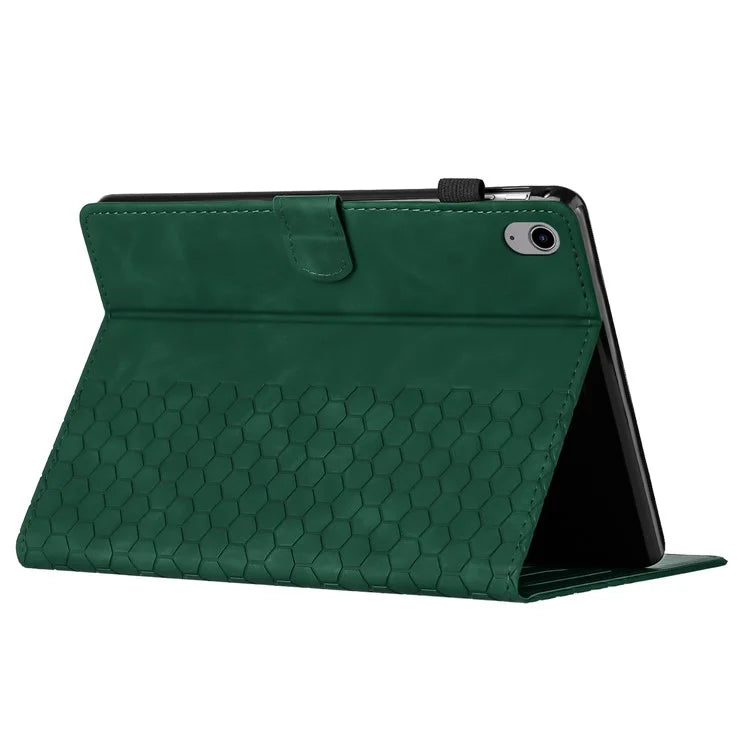 For iPad 10.9 (2022) Case Honeycomb Printed Leather Tablet Cover with Card Slot