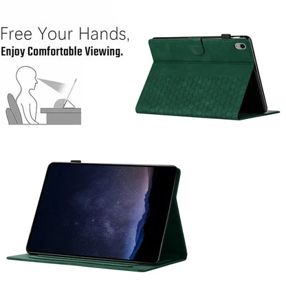 For iPad 10.9 (2022) Case Honeycomb Printed Leather Tablet Cover with Card Slot