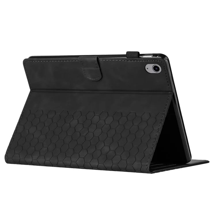 For iPad 10.9 (2022) Case Honeycomb Printed Leather Tablet Cover with Card Slot