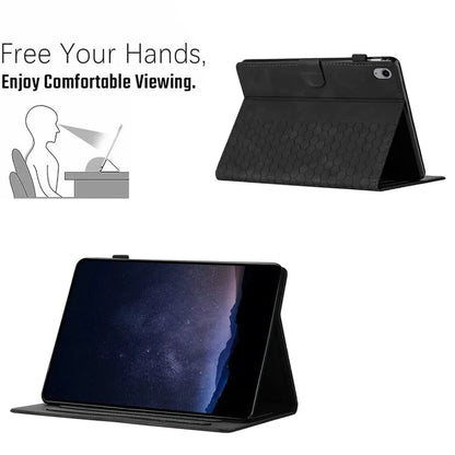 For iPad 10.9 (2022) Case Honeycomb Printed Leather Tablet Cover with Card Slot