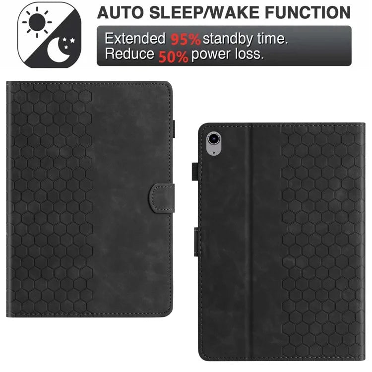 For iPad 10.9 (2022) Case Honeycomb Printed Leather Tablet Cover with Card Slot