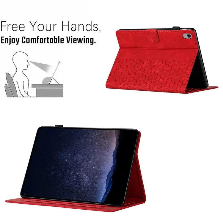 For iPad 10.9 (2022) Case Honeycomb Printed Leather Tablet Cover with Card Slot