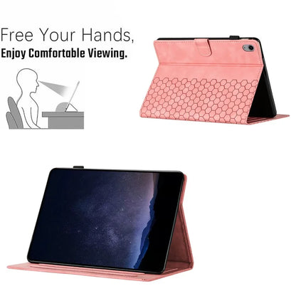 For iPad 10.9 (2022) Case Honeycomb Printed Leather Tablet Cover with Card Slot