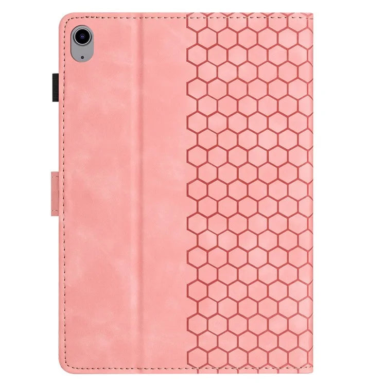 For iPad 10.9 (2022) Case Honeycomb Printed Leather Tablet Cover with Card Slot